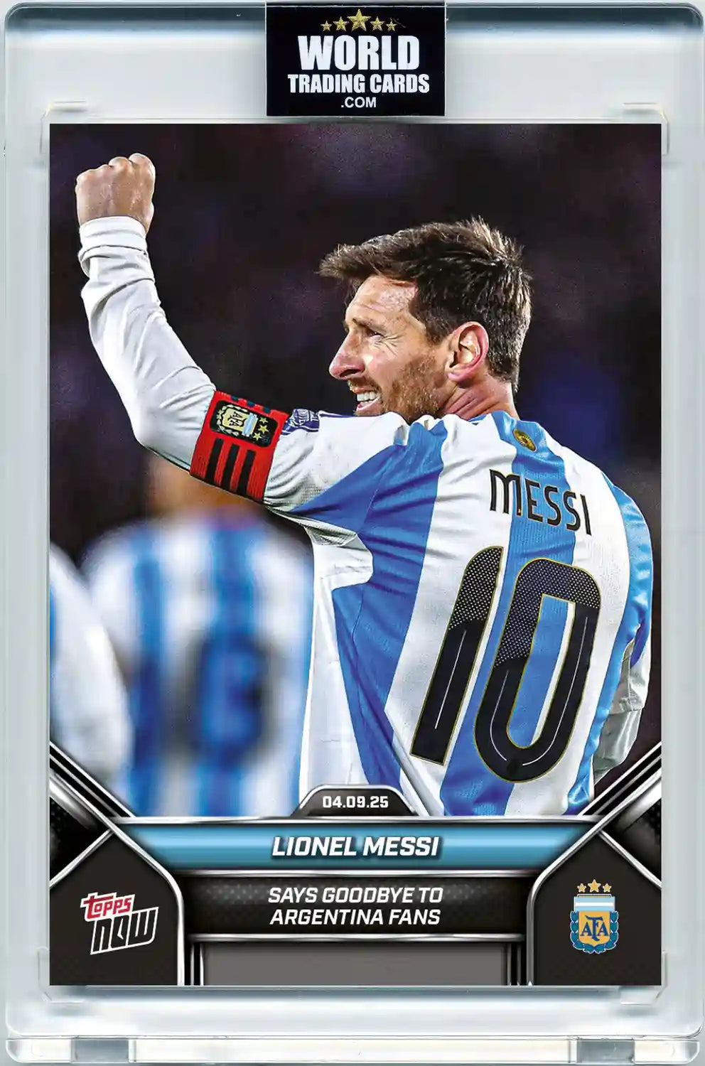 Lionel Messi - 2025 - Topps Now - Argentina - Card #002 - Pristine 10 - Protección Card Case Magnetic