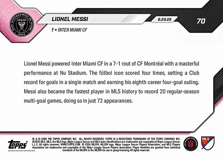 2026 | Topps | Now | MLS | #070 | Lionel Messi | Base