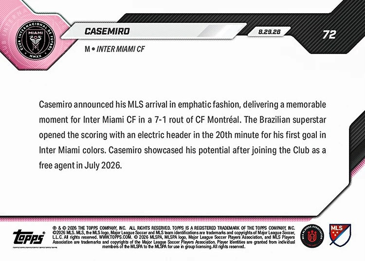 2026 | Topps | Now | MLS | #072 | Casemiro | Base