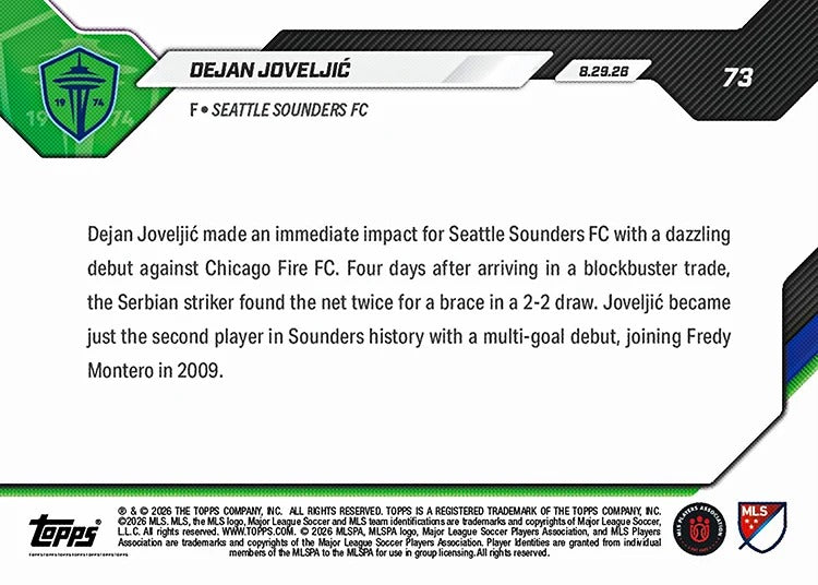 2026 | Topps | Now | MLS | #073 | Dejan Joveljic | Base