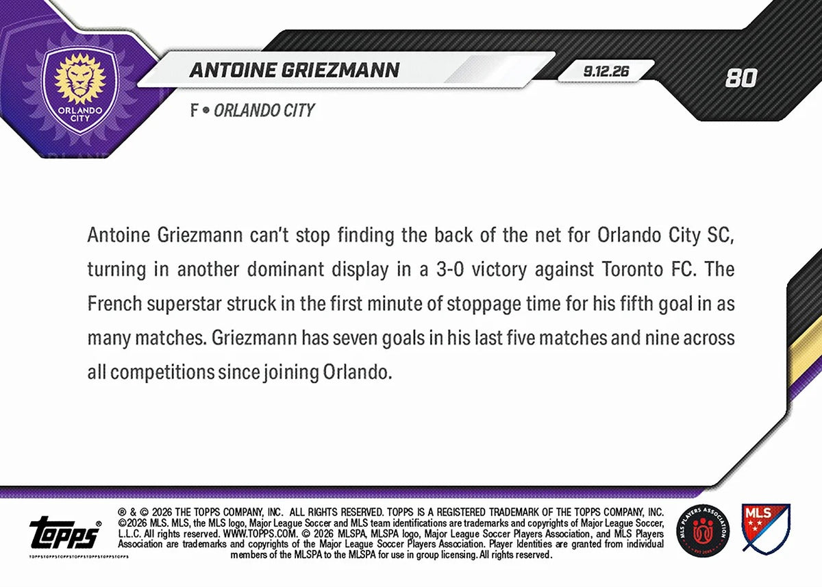2026 | Topps | Now | MLS | #080 | Antoine Griezmann | Base