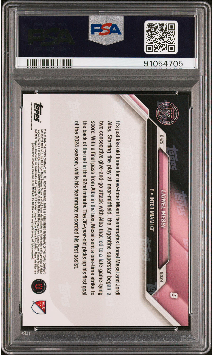 Lionel Messi - 2024 - Topps Now MLS - #9 - Inter Miami - PSA 10 - Purple - Numbered 23/25 - World Trading Cards - Soccer Card - Chrome Graded