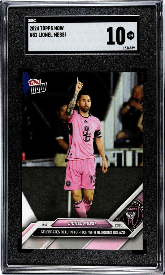 Lionel Messi - 2024 - Topps Now MLS - #31 - Inter Miami - SGC 10 - World Trading Cards - Soccer Card - Chrome Graded