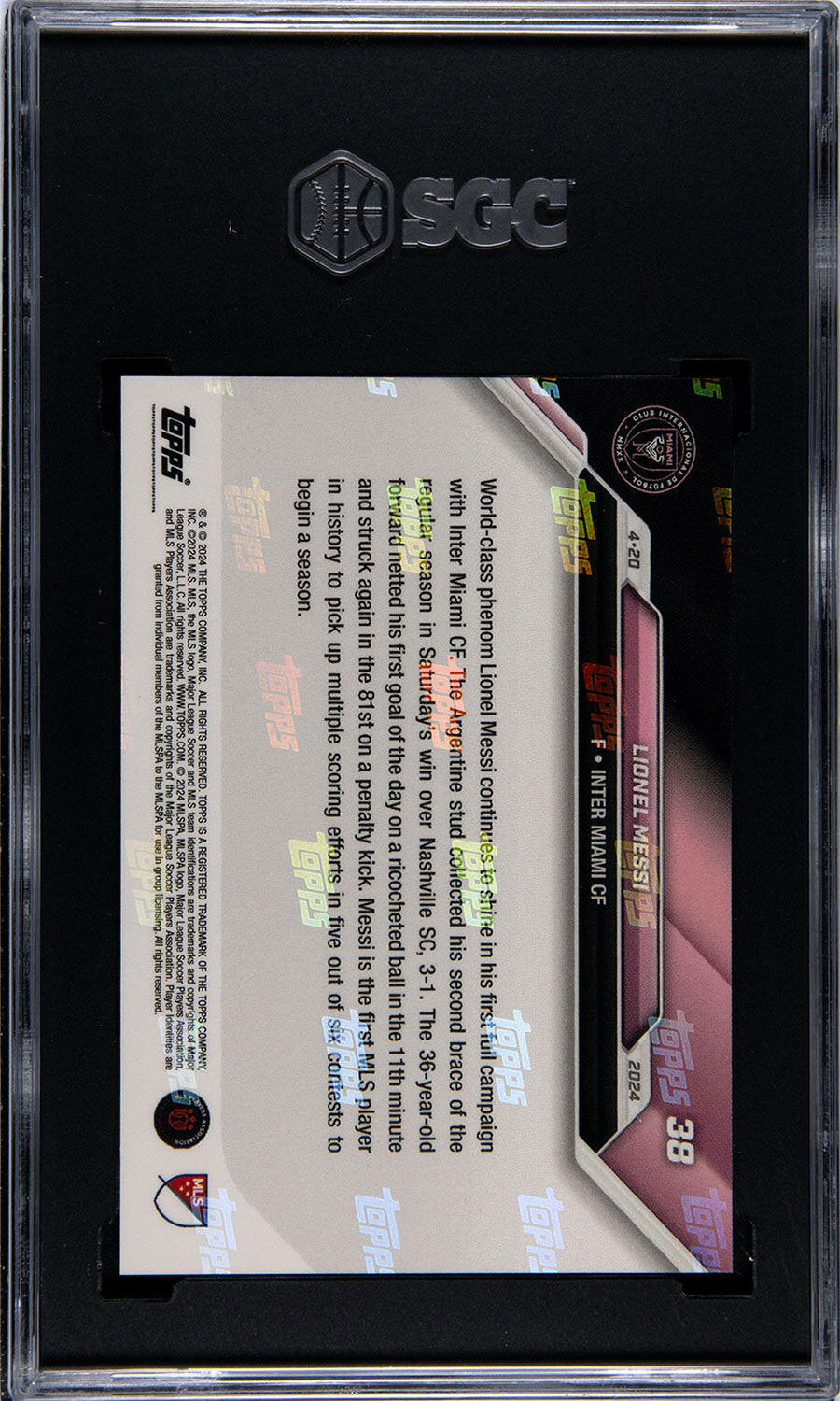 Lionel Messi - 2024 - Topps Now MLS - #38 - Inter Miami - SGC 10 - World Trading Cards - Soccer Card - Chrome Graded