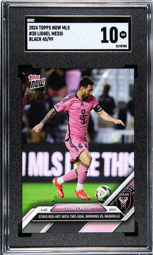 Lionel Messi - 2024 - Topps Now MLS - #38 - Inter Miami - SGC 10 - Black - Numbered 45/99 - World Trading Cards - Soccer Card - Chrome Graded