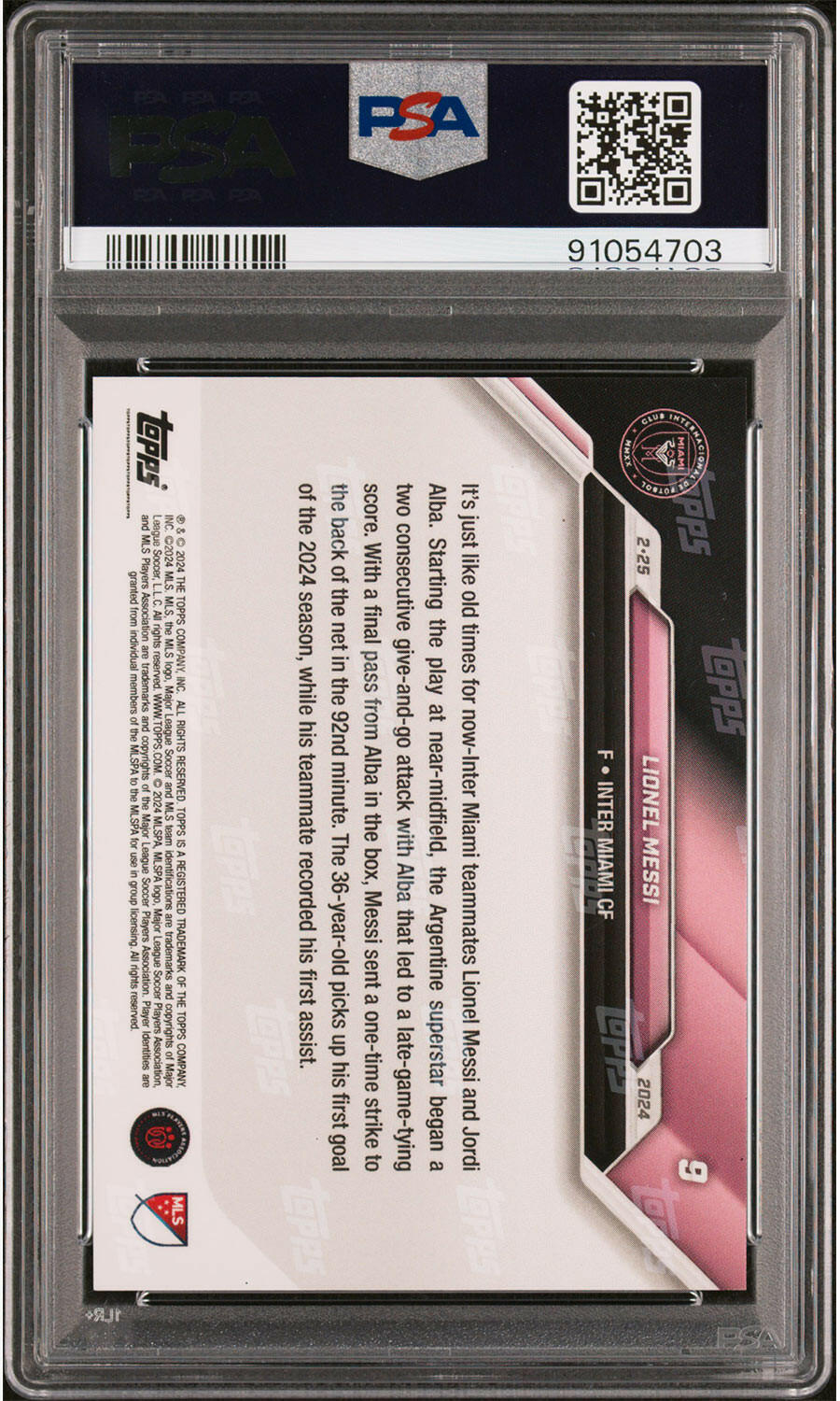 Lionel Messi - 2024 - Topps Now MLS - #9 - Inter Miami - PSA 9 - Black - Numbered 55/99 - World Trading Cards - Soccer Card - Chrome Graded