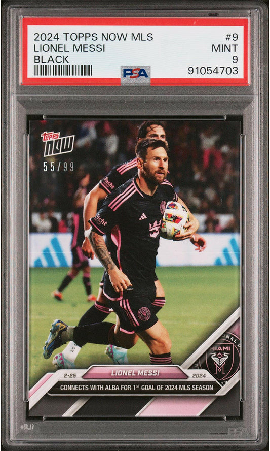 Lionel Messi - 2024 - Topps Now MLS - #9 - Inter Miami - PSA 9 - Black - Numbered 55/99 - World Trading Cards - Soccer Card - Chrome Graded