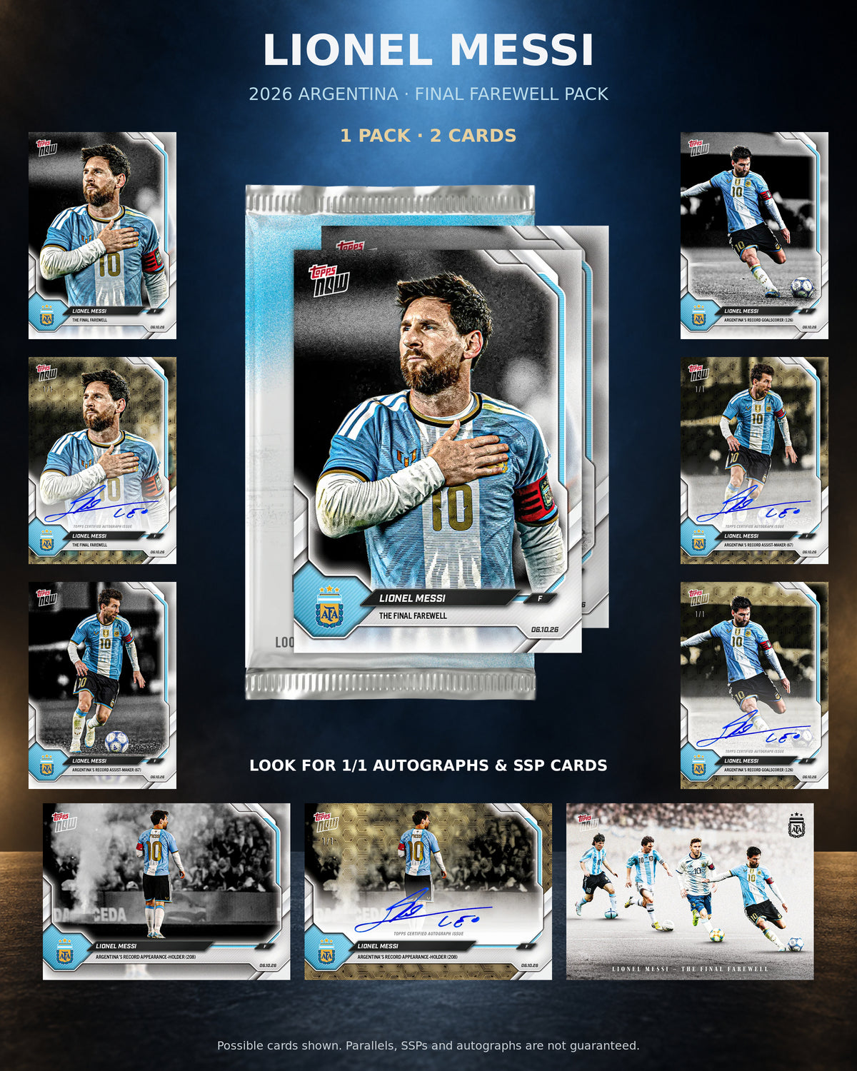 2026 | Topps | Now | Argentina | Lionel Messi  | Despedida Final | SOBRE PACK SELLADO (2 cartas) | Posibles Autos 1/1?