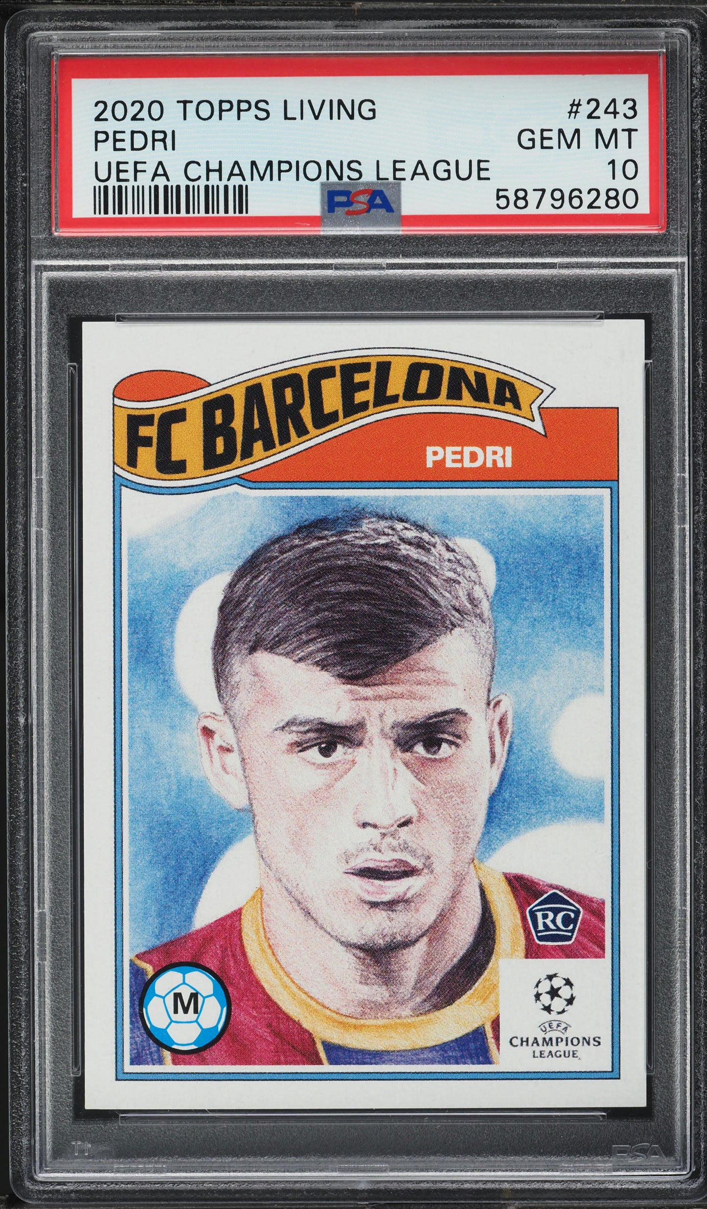 Pedri - 2020 - Topps Living Set UCL - #243 - ROOKIE - Barcelona - PSA 10 - World Trading Cards - Football Card - Chrome Graded