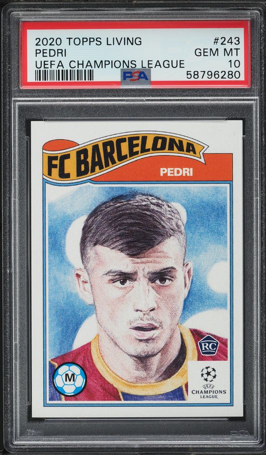 Pedri - 2020 - Topps Living Set UCL - #243 - ROOKIE - Barcelona - PSA 10 - World Trading Cards - Football Card - Chrome Graded