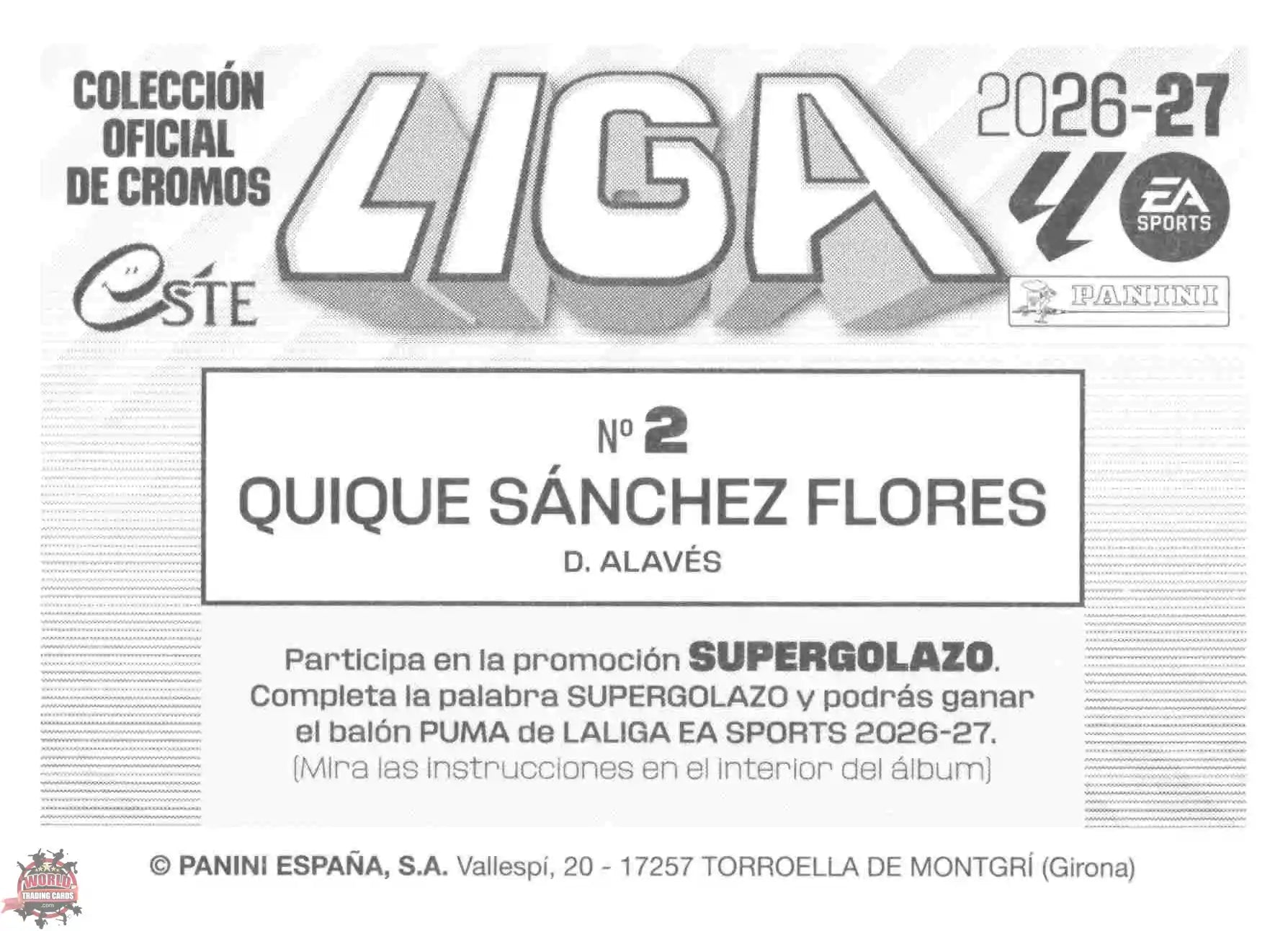 Panini | Liga Este | 2026-2027 | Deportivo Alavés | Basico | #02 | Quique Sánchez Flores