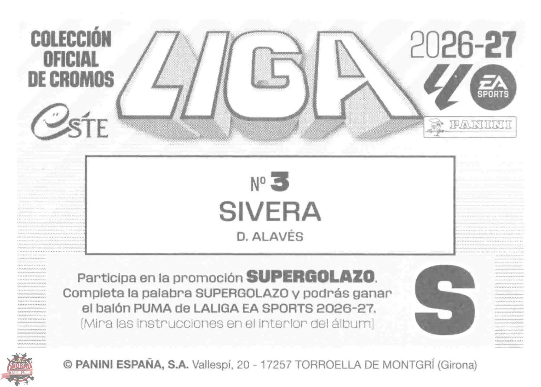 Panini | Liga Este | 2026-2027 | Deportivo Alavés | Basico | #03 | Sivera