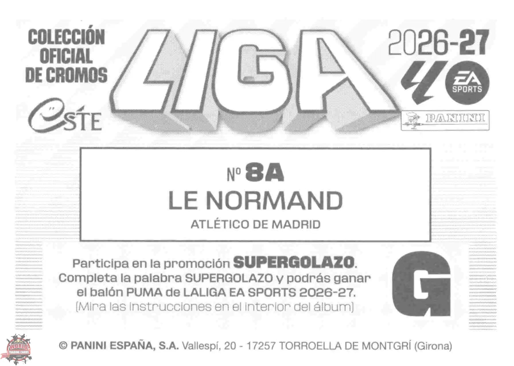 Panini | Liga Este | 2026-2027 | Atlético de Madrid | Basico | #08A | Le Normand