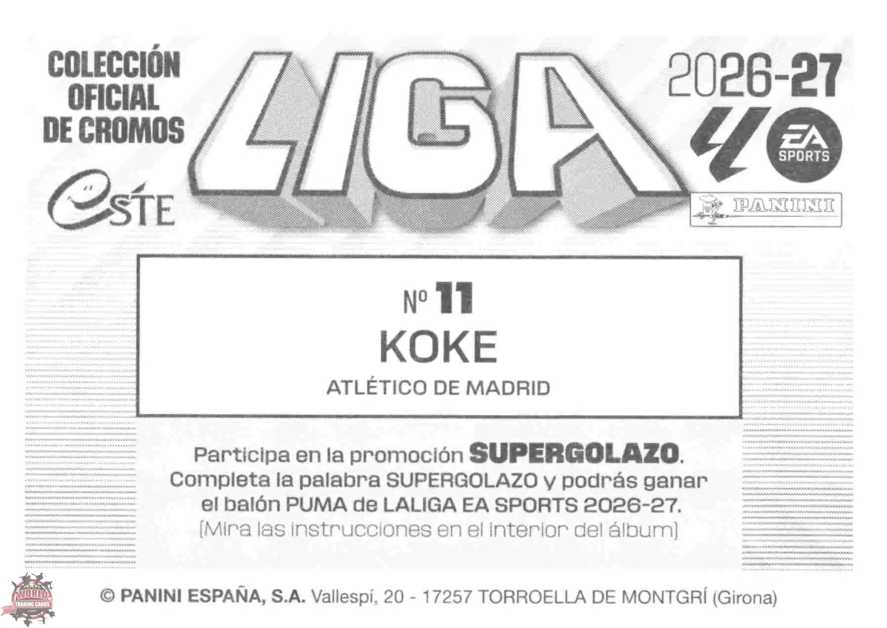 Panini | Liga Este | 2026-2027 | Atlético de Madrid | Basico | #11 | Koke