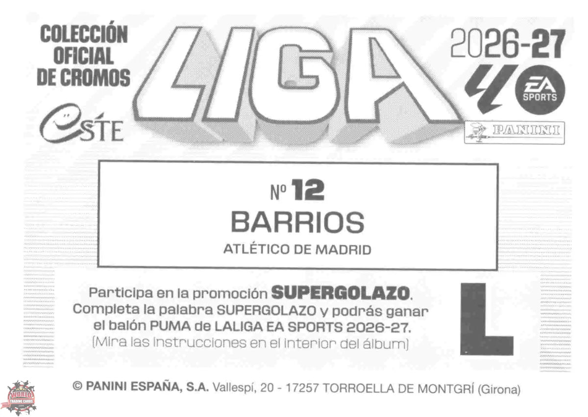 Panini | Liga Este | 2026-2027 | Atlético de Madrid | Basico | #12 | Barrios