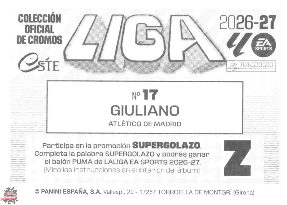 Panini | Liga Este | 2026-2027 | Atlético de Madrid | Basico | #17 | Giuliano
