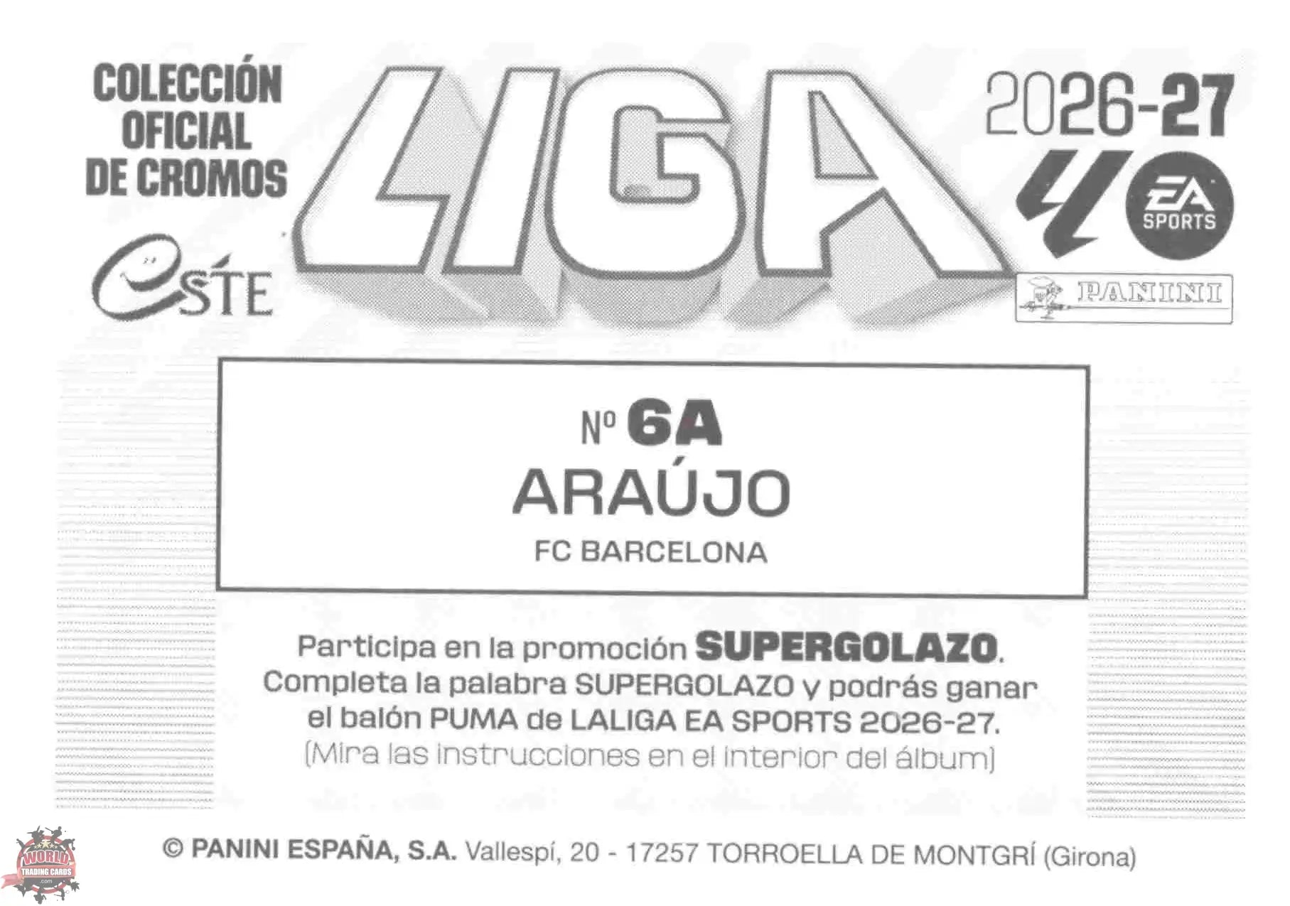 Panini | Liga Este | 2026-2027 | FC Barcelona | Basico | #06A | Araujo