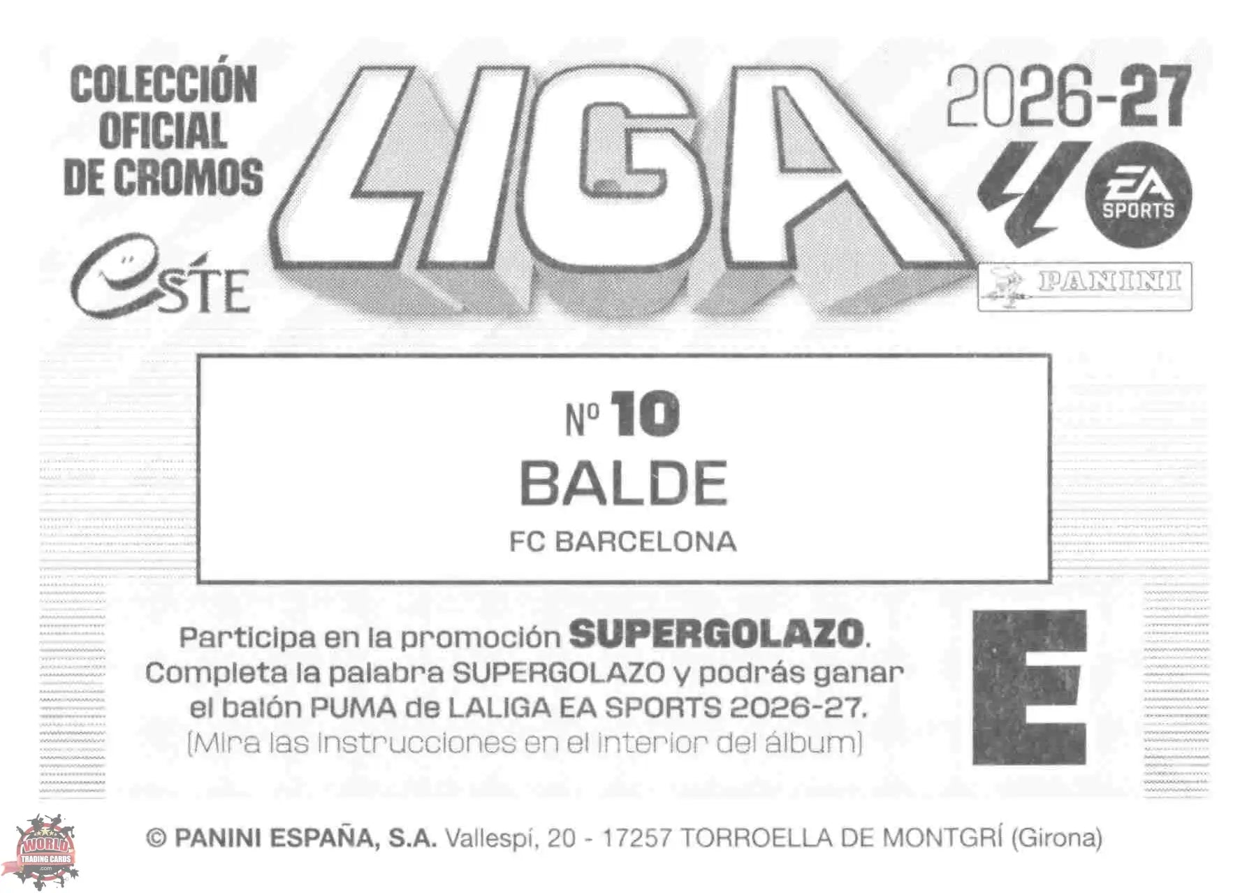 Panini | Liga Este | 2026-2027 | FC Barcelona | Basico | #10 | Balde