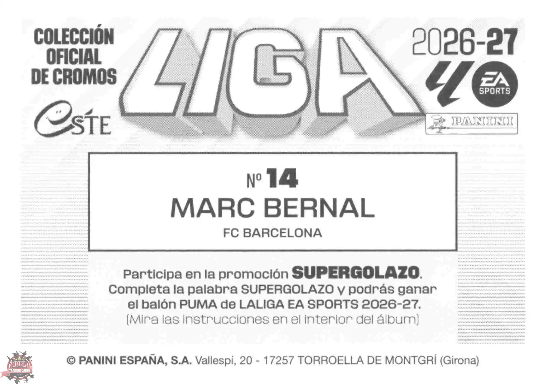 Panini | Liga Este | 2026-2027 | FC Barcelona | Basico | #14 | Bernal
