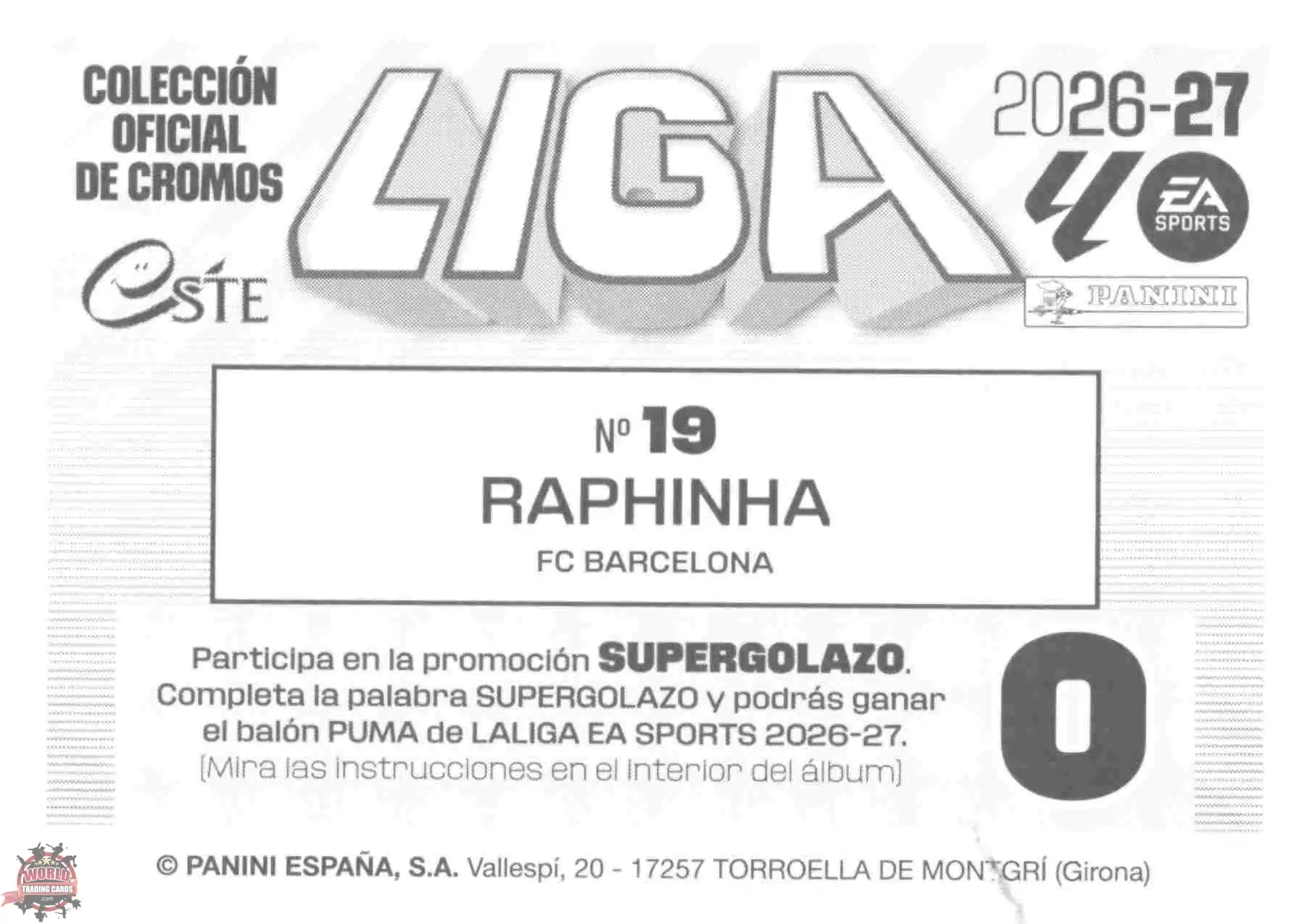 Panini | Liga Este | 2026-2027 | FC Barcelona | Basico | #19 | Raphinha