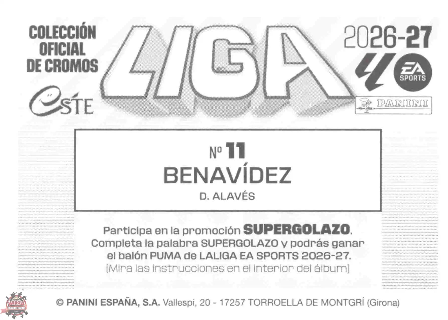 Panini | Liga Este | 2026-2027 | Deportivo Alavés | Basico | #11 | Benavidez