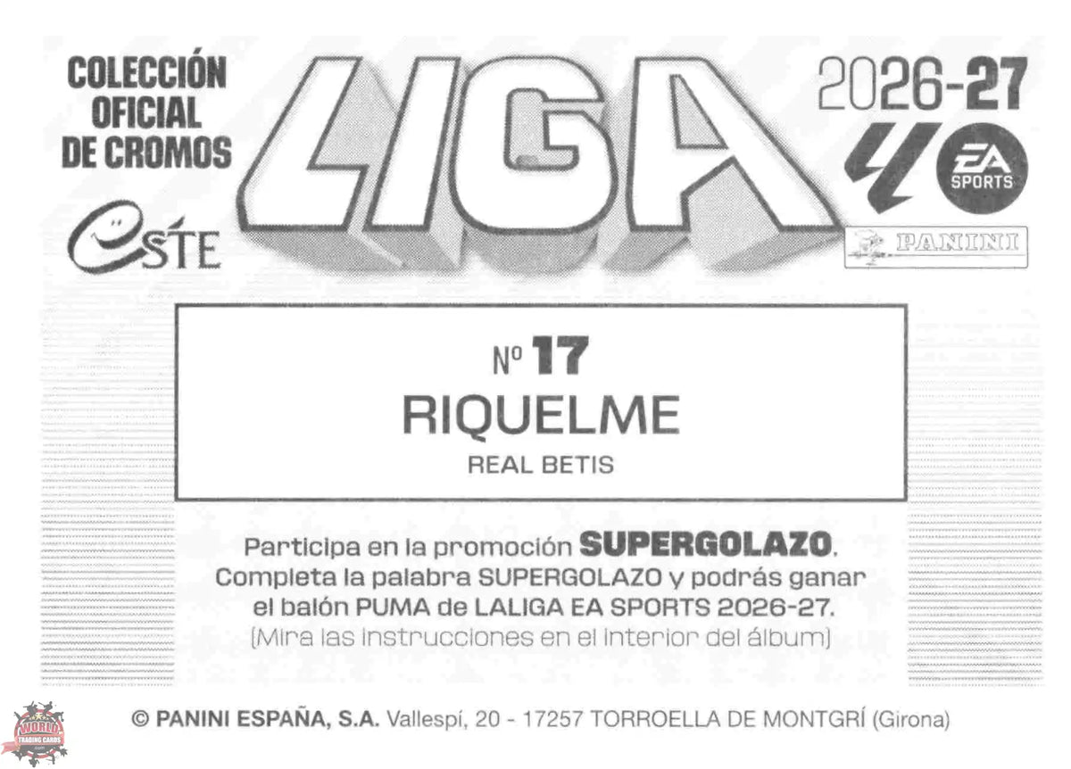 Panini | Liga Este | 2026-2027 | Real Betis | Basico | #17 | Riquelme