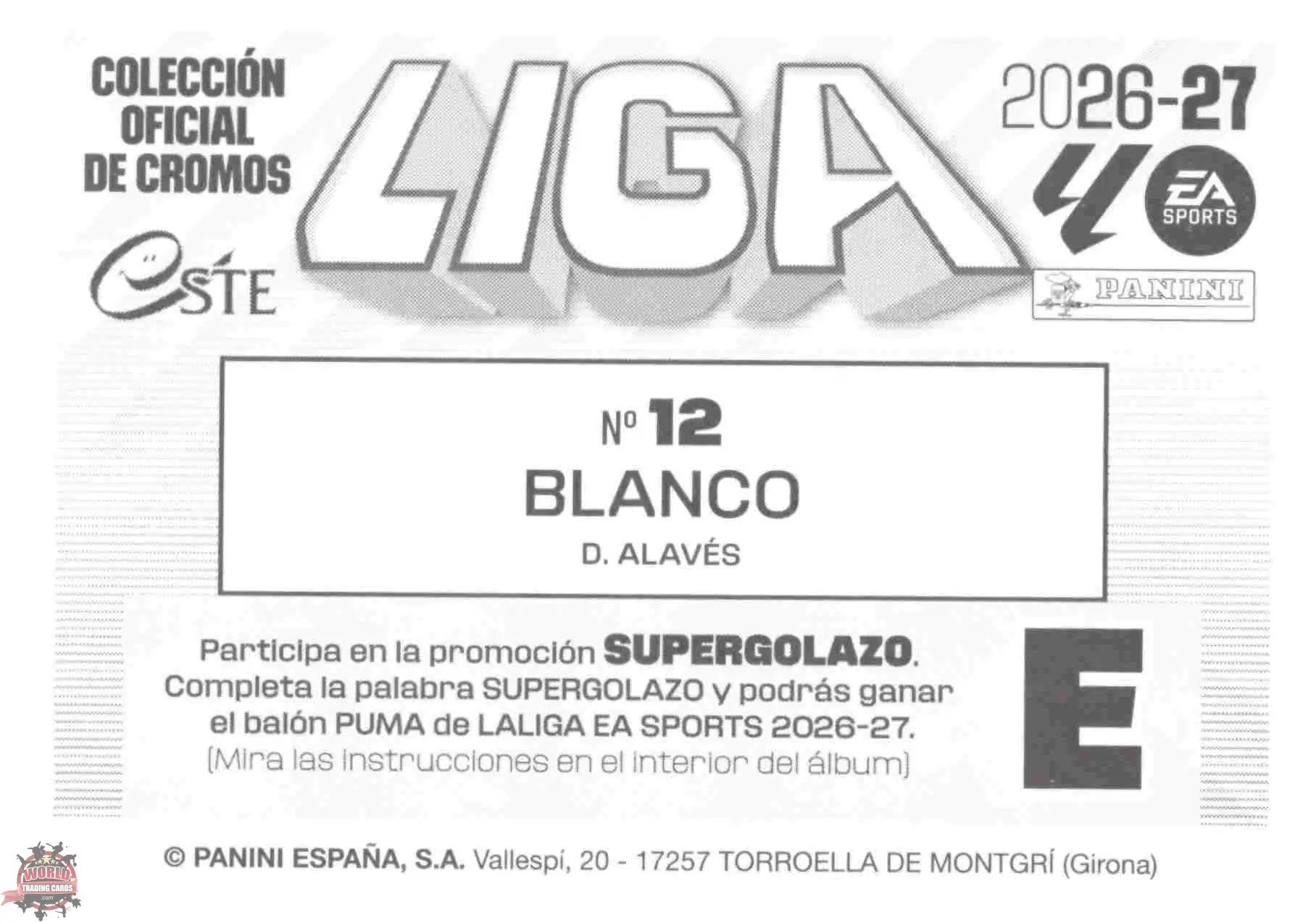 Panini | Liga Este | 2026-2027 | Deportivo Alavés | Basico | #12 | Blanco
