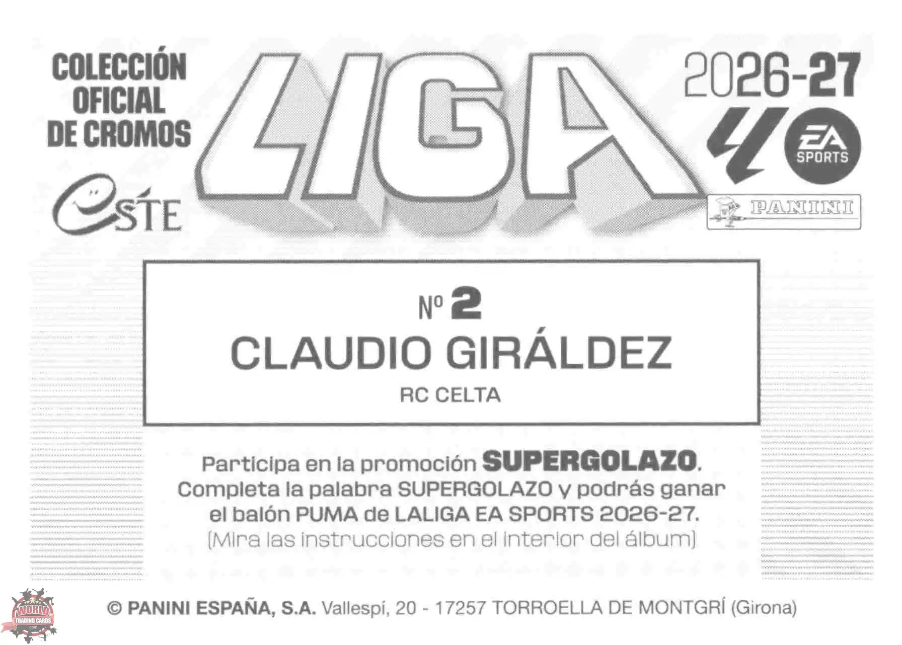 Panini | Liga Este | 2026-2027 | RC Celta de Vigo | Basico | #02 | Claudio Giráldez