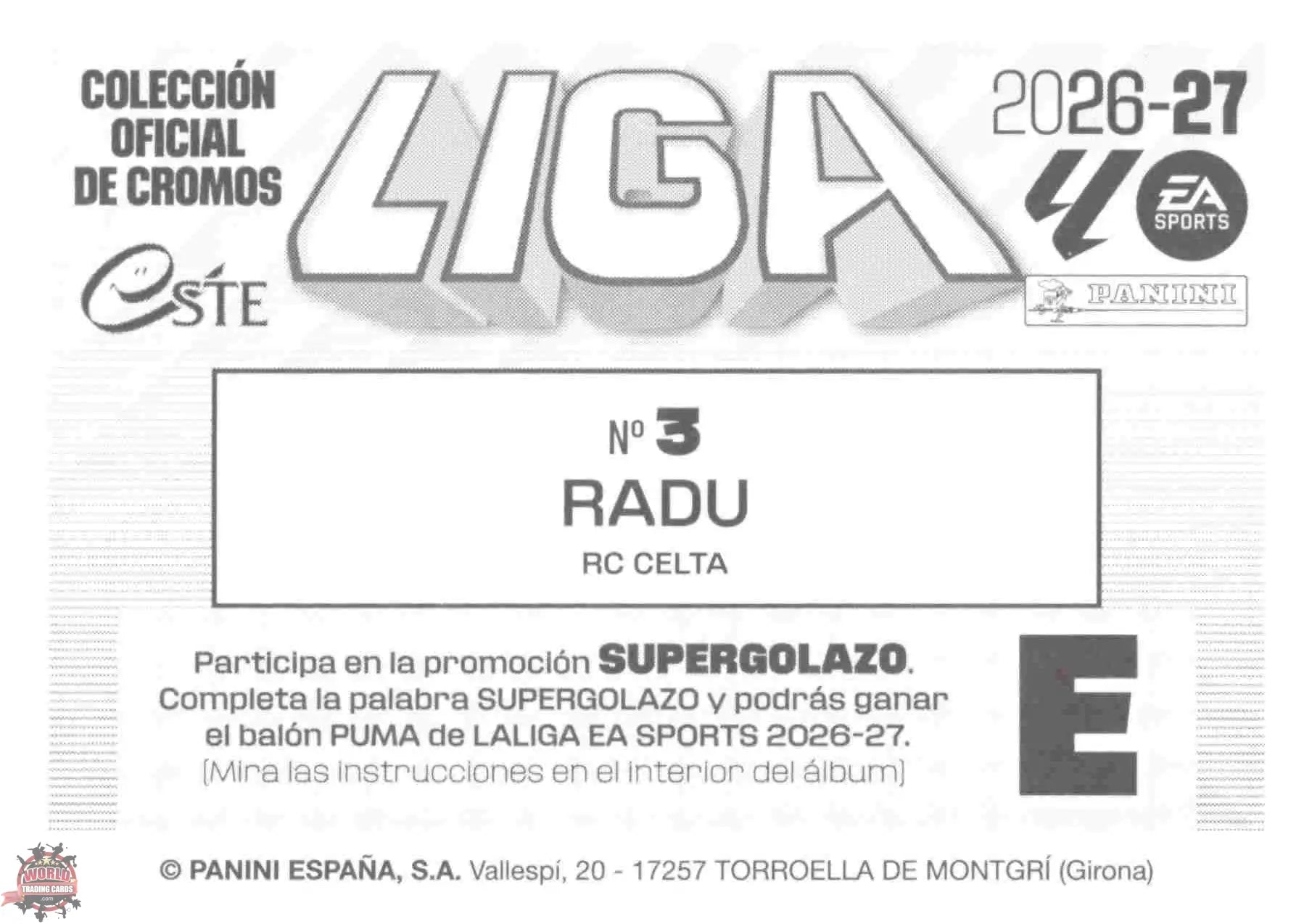 Panini | Liga Este | 2026-2027 | RC Celta de Vigo | Basico | #03 | Radu