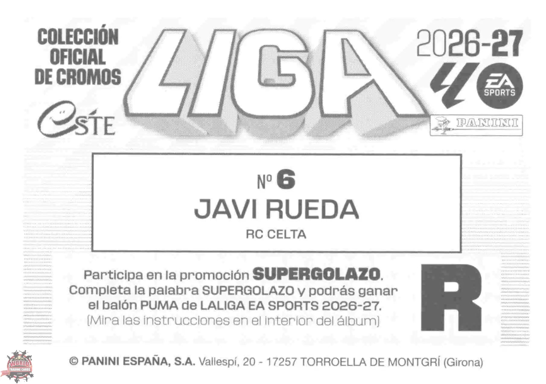 Panini | Liga Este | 2026-2027 | RC Celta de Vigo | Basico | #06 | Javi Rueda