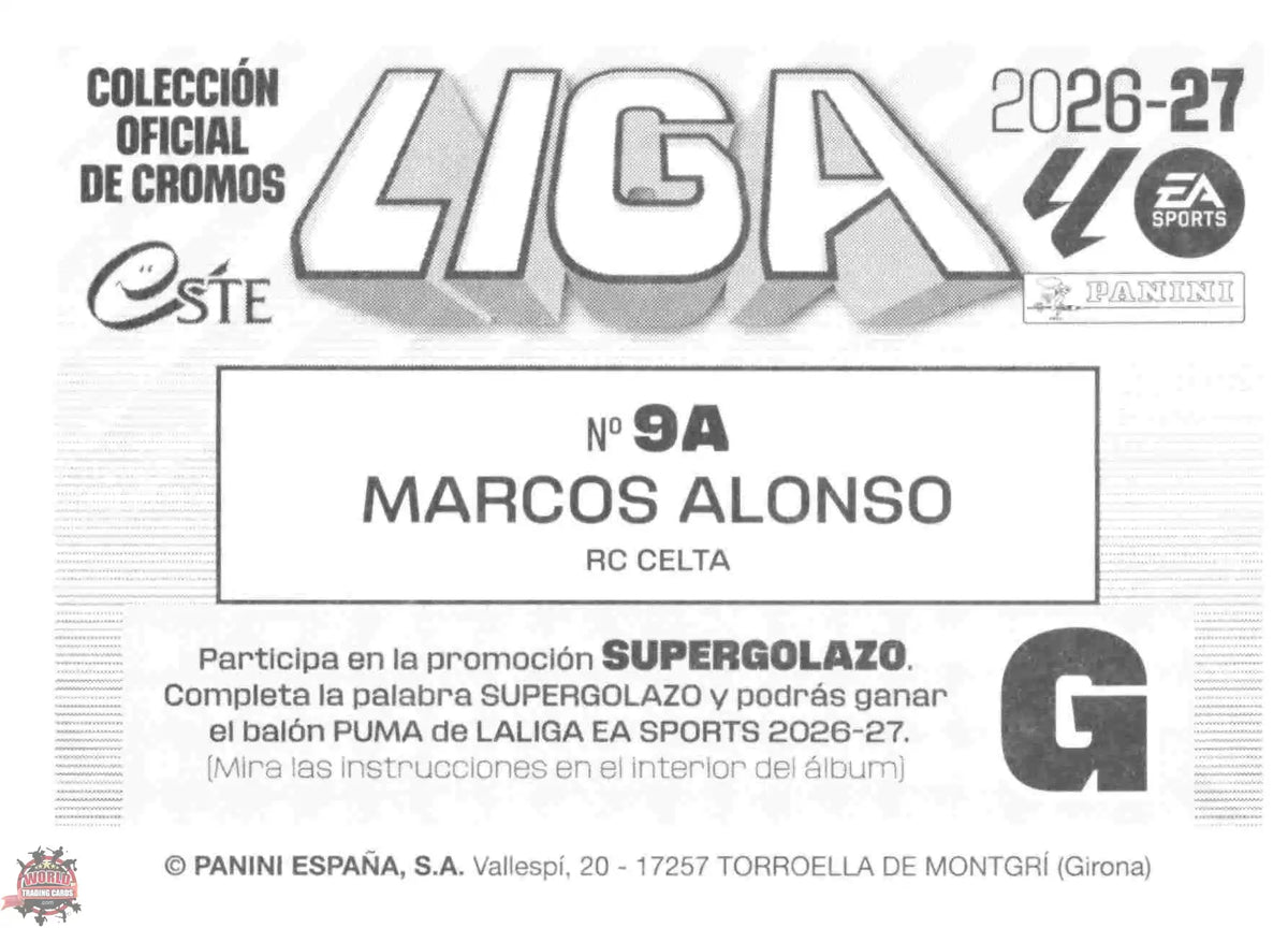 Panini | Liga Este | 2026-2027 | RC Celta de Vigo | Basico | #09A | Marcos Alonso