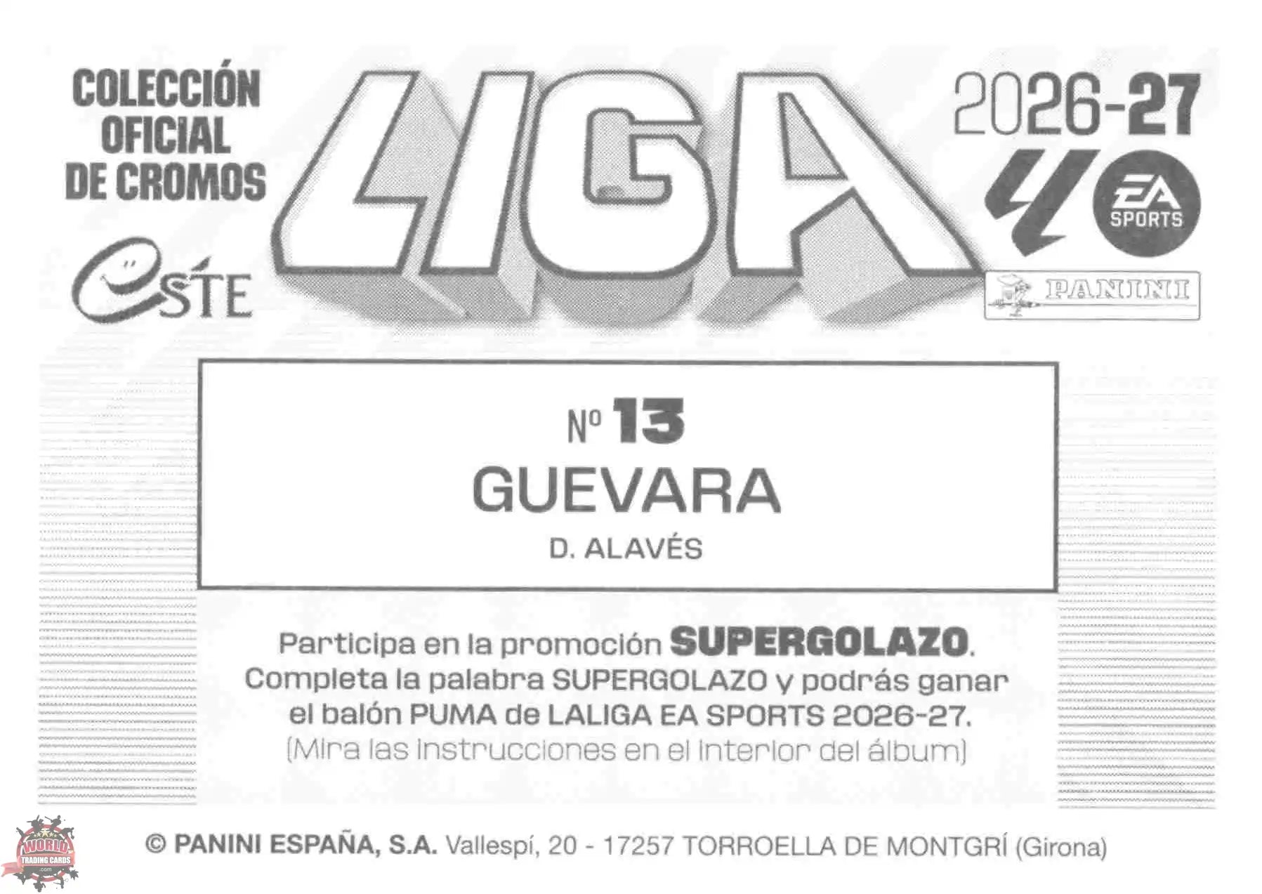 Panini | Liga Este | 2026-2027 | Deportivo Alavés | Basico | #13 | Guevara