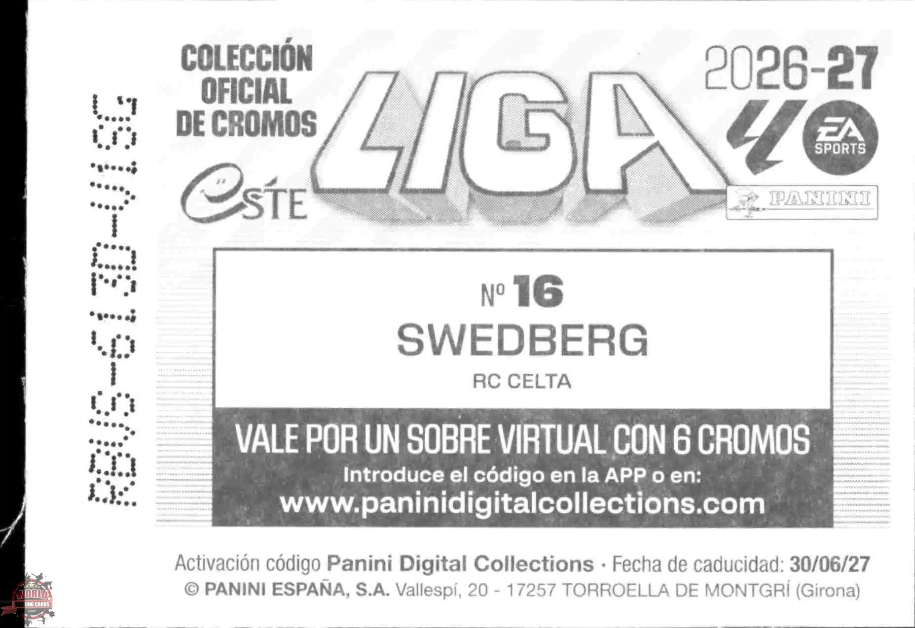 Panini | Liga Este | 2026-2027 | RC Celta de Vigo | Basico | #16 | Swedberg