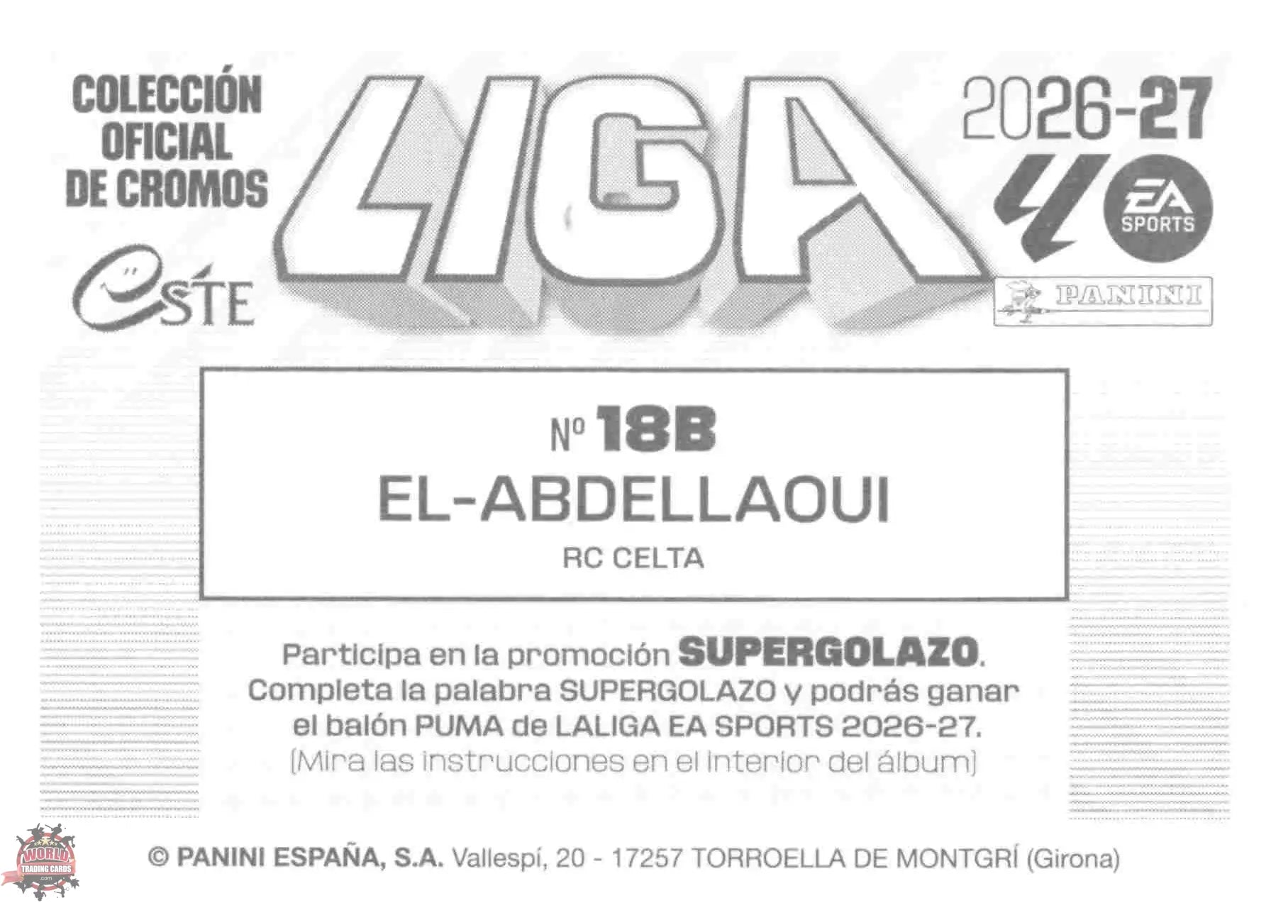 Panini | Liga Este | 2026-2027 | RC Celta de Vigo | Basico | #18B | El-Abdellaoui