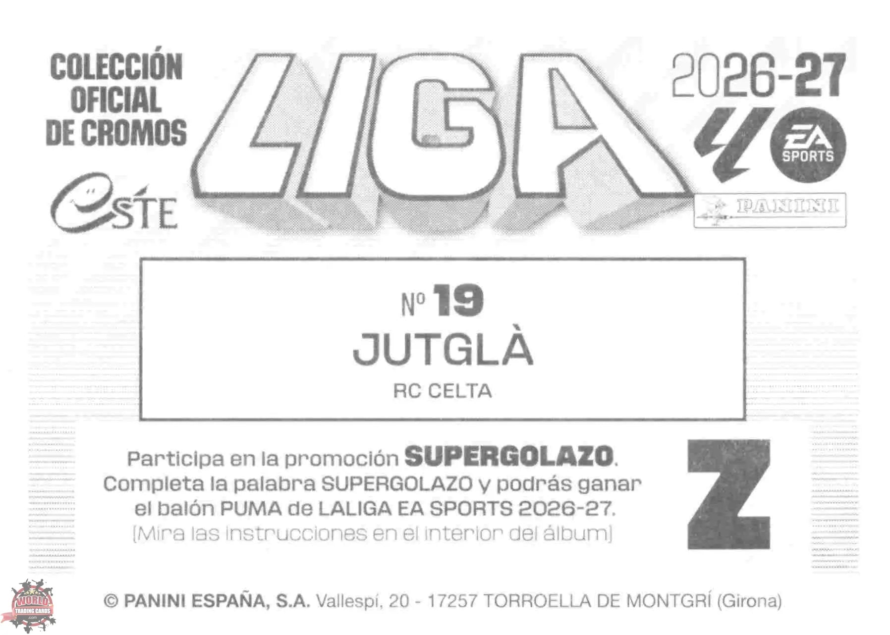 Panini | Liga Este | 2026-2027 | RC Celta de Vigo | Basico | #19 | Jutglà