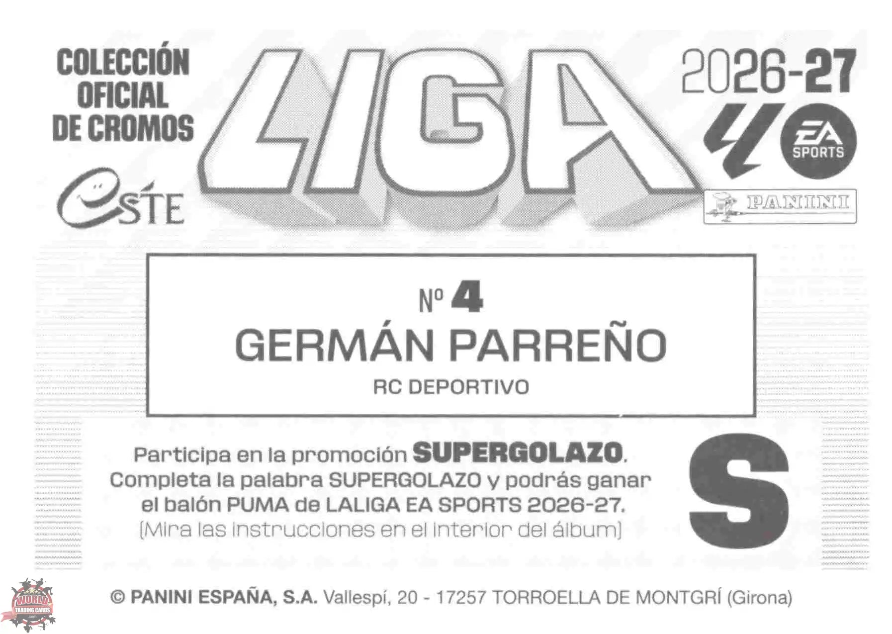 Panini | Liga Este | 2026-2027 | Deportivo La Coruña | Basico | #04 | Germán Parreño