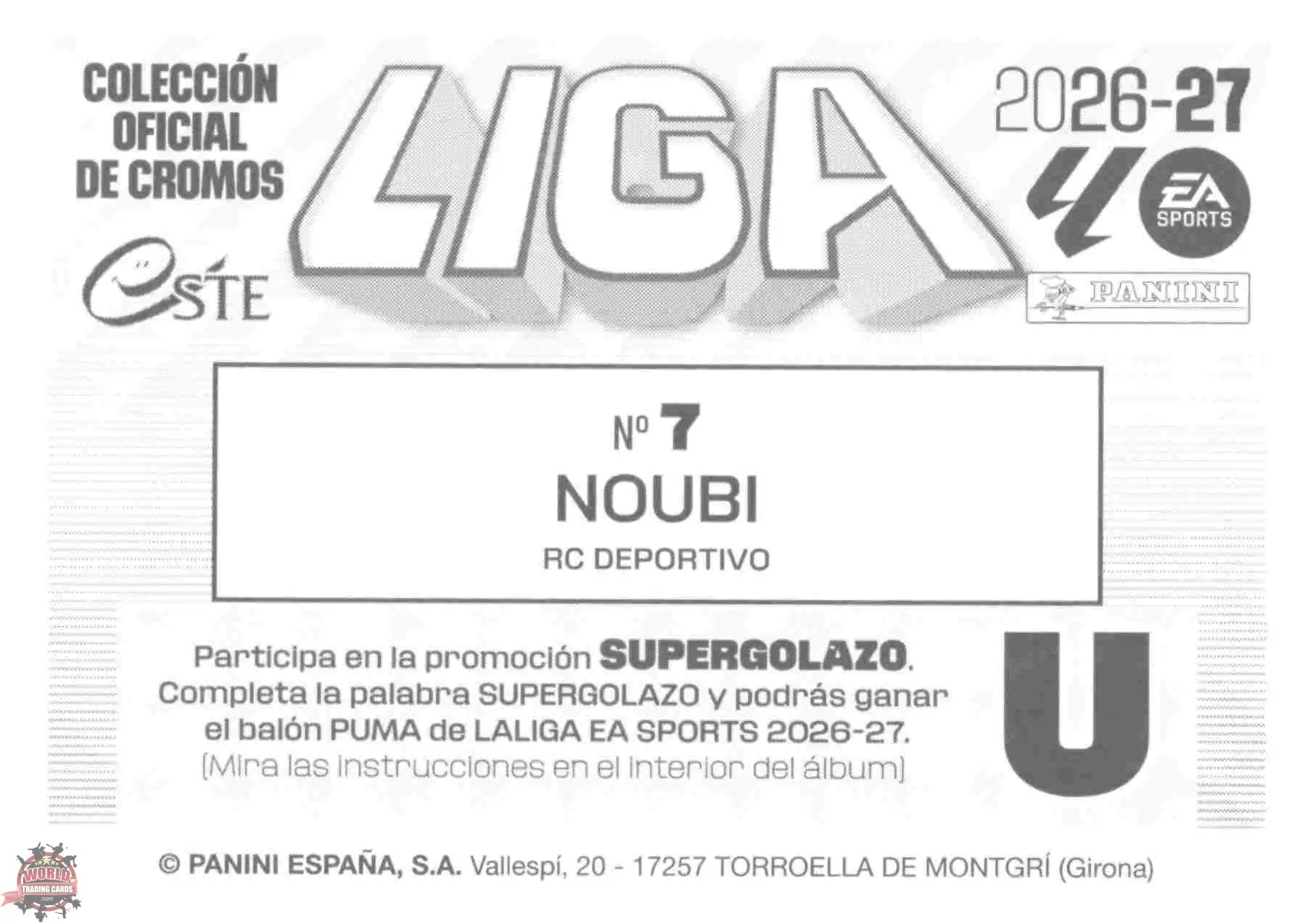 Panini | Liga Este | 2026-2027 | Deportivo La Coruña | Basico | #07 | Noubi