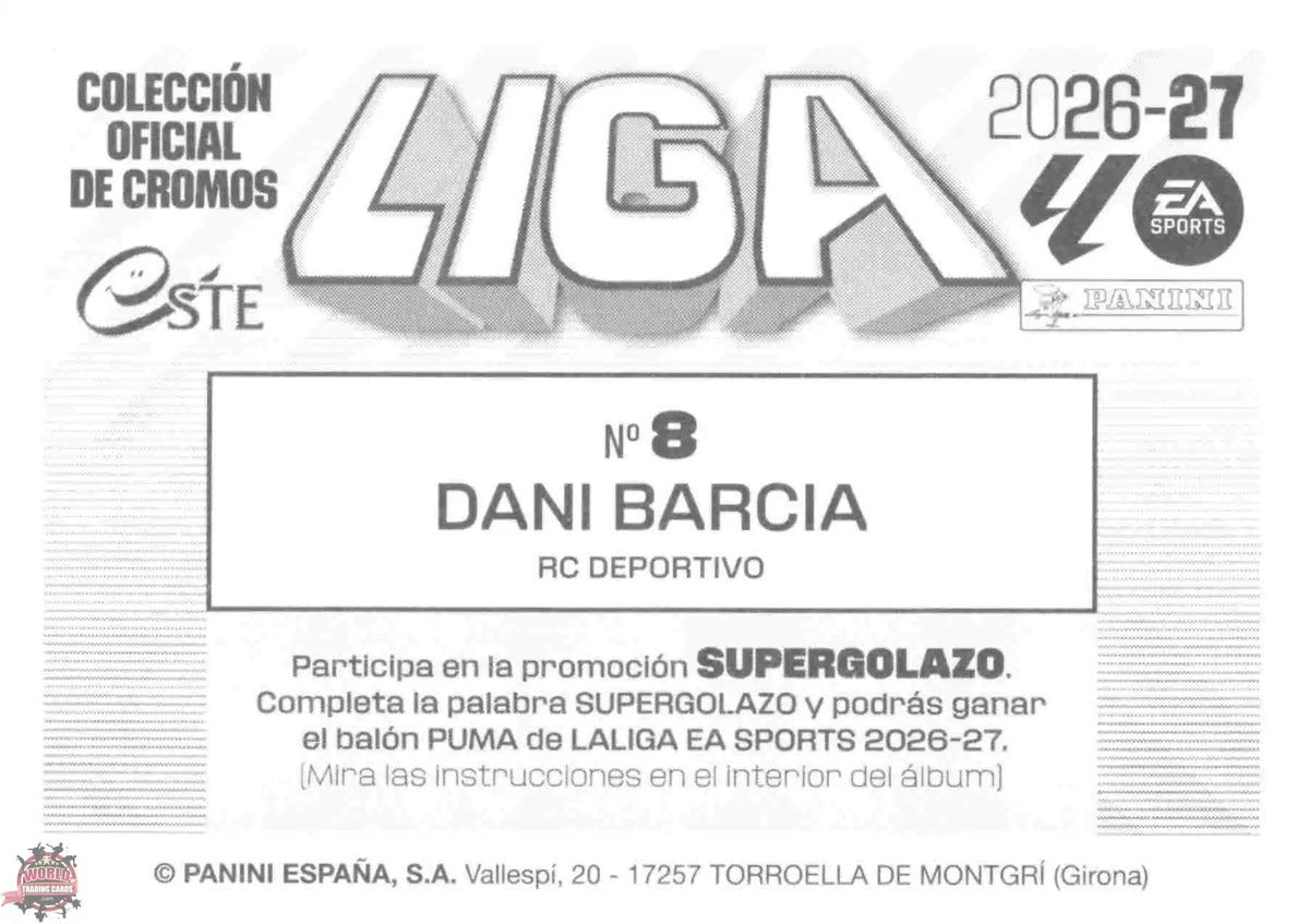 Panini | Liga Este | 2026-2027 | Deportivo La Coruña | Basico | #08 | Dani Barcia