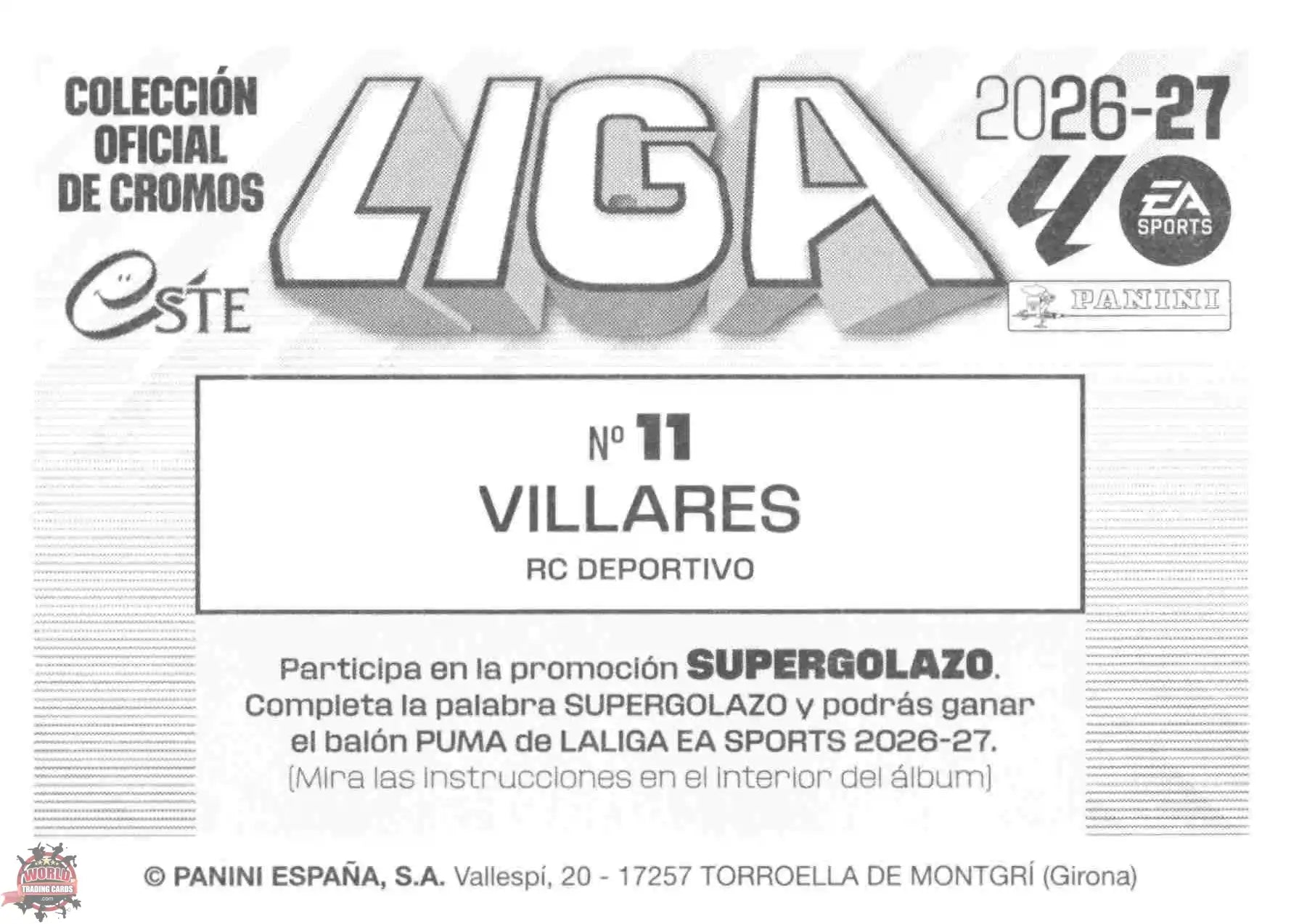 Panini | Liga Este | 2026-2027 | Deportivo La Coruña | Basico | #11 | Villares