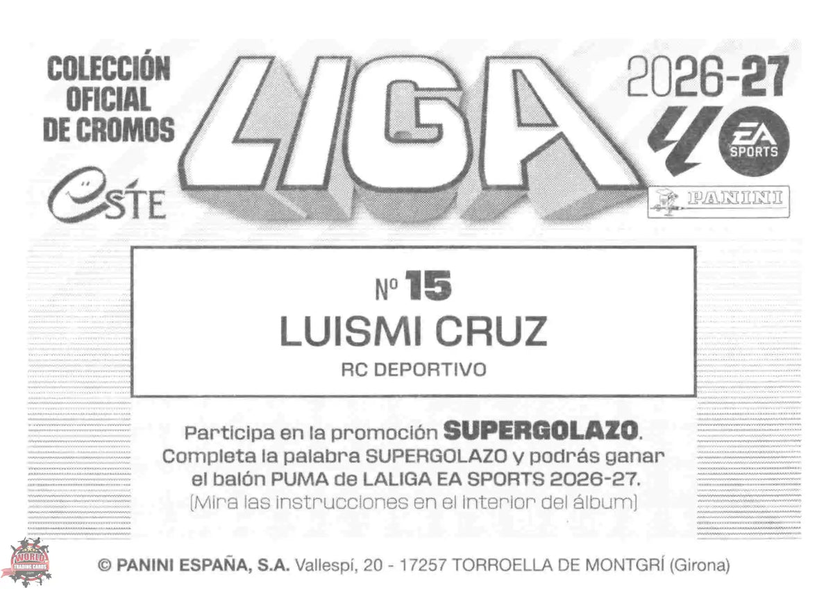 Panini | Liga Este | 2026-2027 | Deportivo La Coruña | Basico | #15 | Luismi Cruz