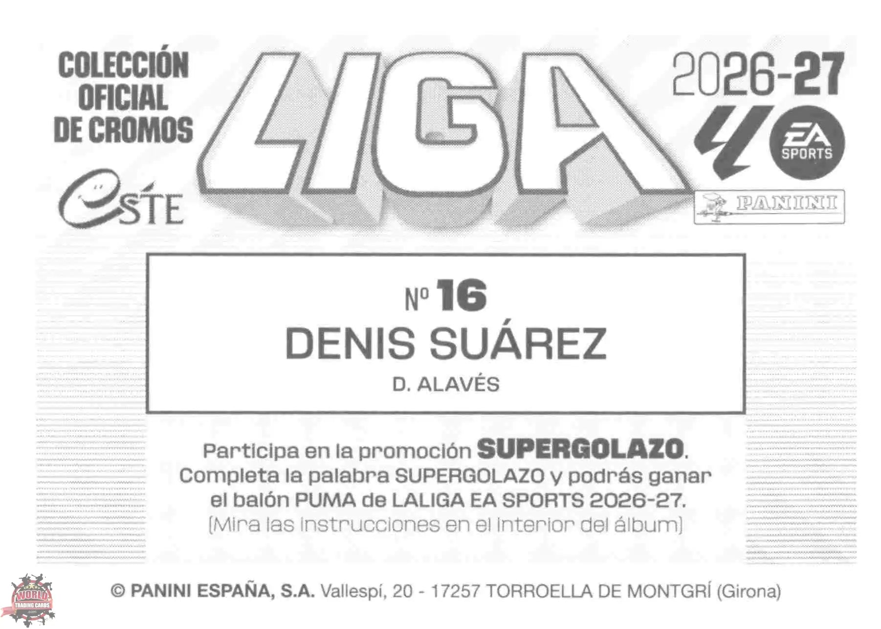 Panini | Liga Este | 2026-2027 | Deportivo Alavés | Basico | #16 | Denis Suárez