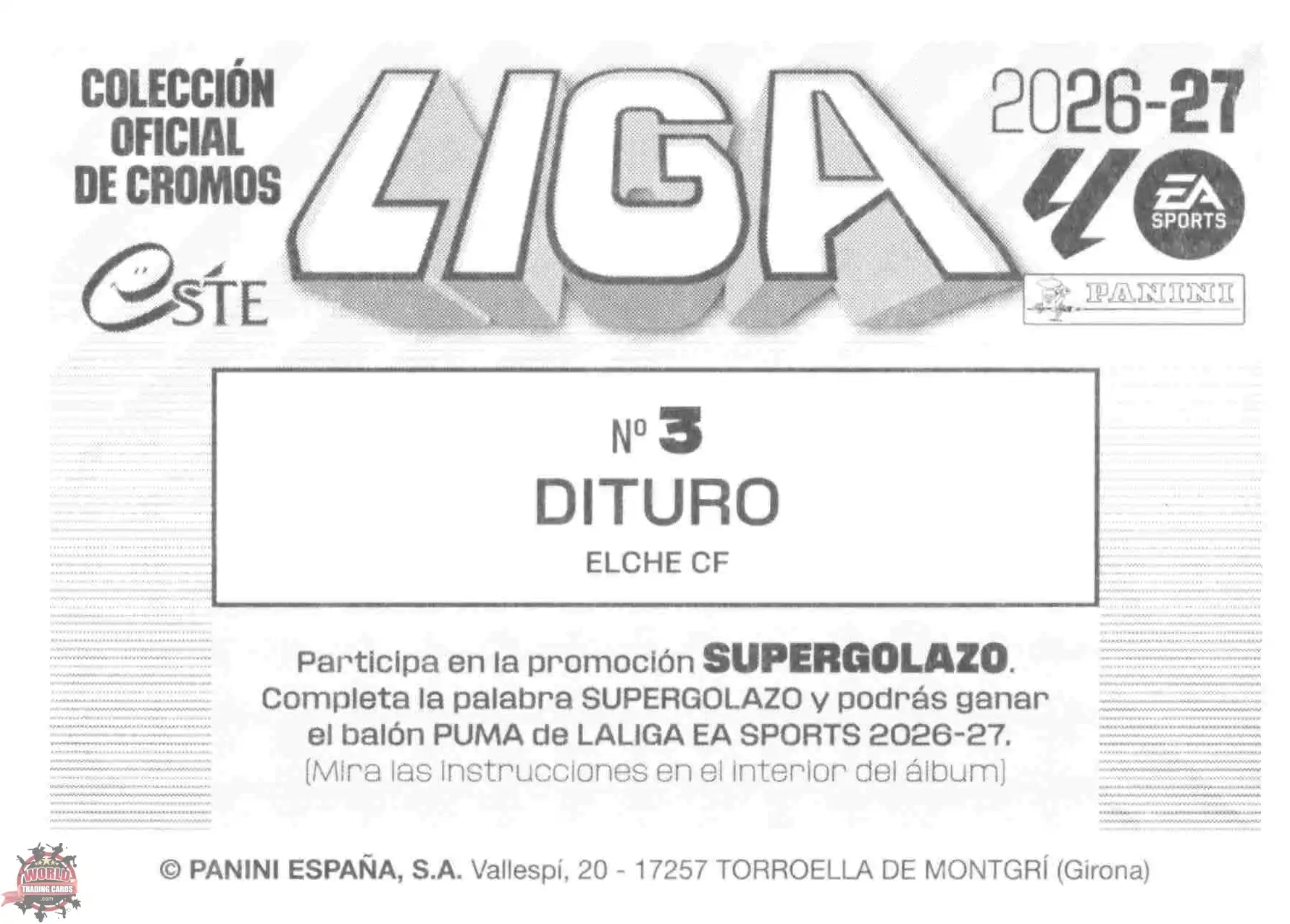 Panini | Liga Este | 2026-2027 | Elche CF | Basico | #03 | Dituro