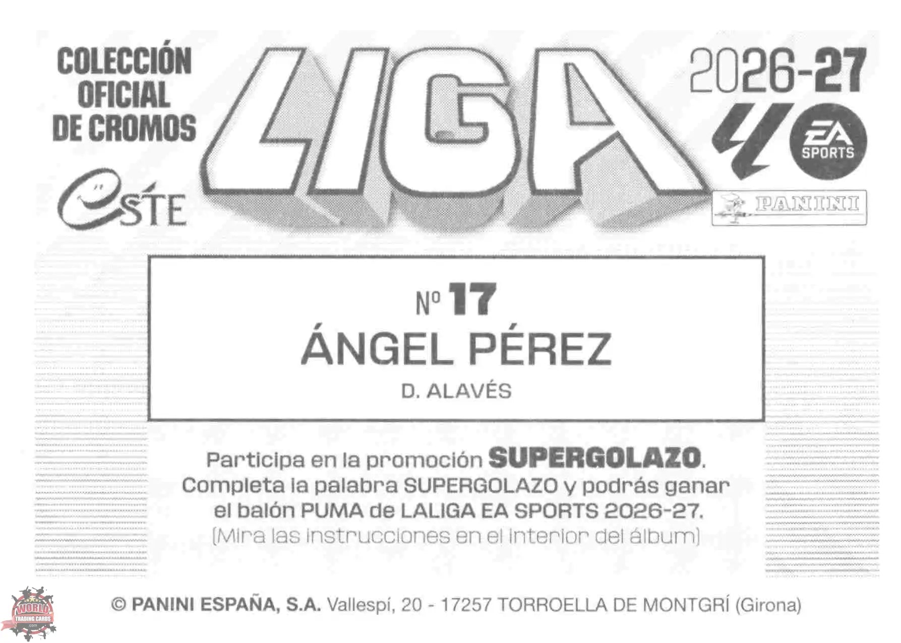 Panini | Liga Este | 2026-2027 | Deportivo Alavés | Basico | #17 | Ángel Pérez