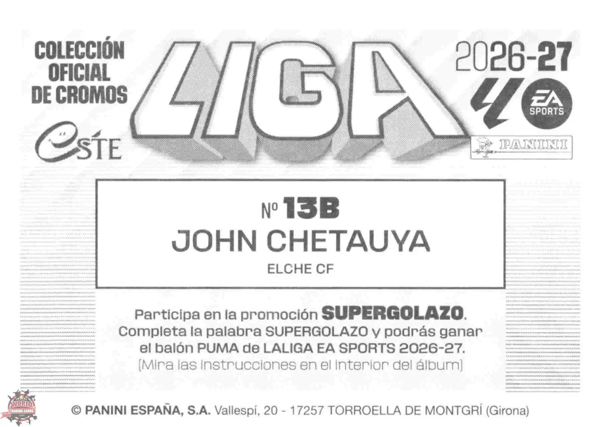 Panini | Liga Este | 2026-2027 | Elche CF | Basico | #13B | Jon Chetauya