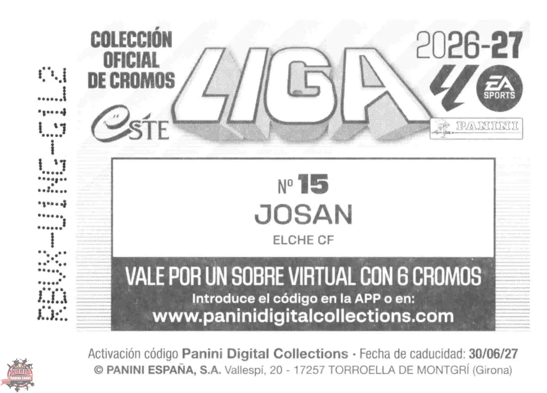 Panini | Liga Este | 2026-2027 | Elche CF | Basico | #15 | Josan