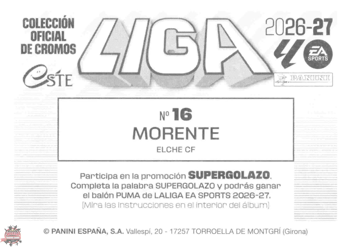 Panini | Liga Este | 2026-2027 | Elche CF | Basico | #16 | Morente