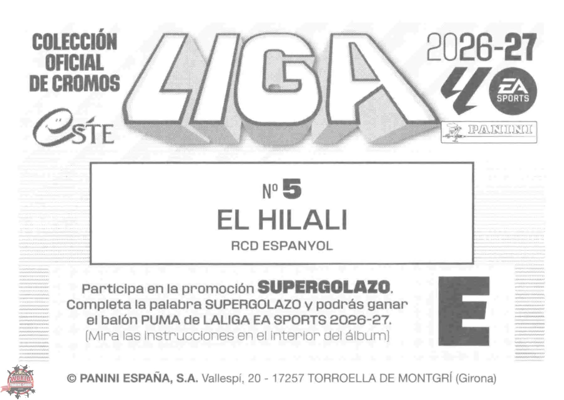Panini | Liga Este | 2026-2027 | RCD Espanyol | Basico | #05 | El Hilali