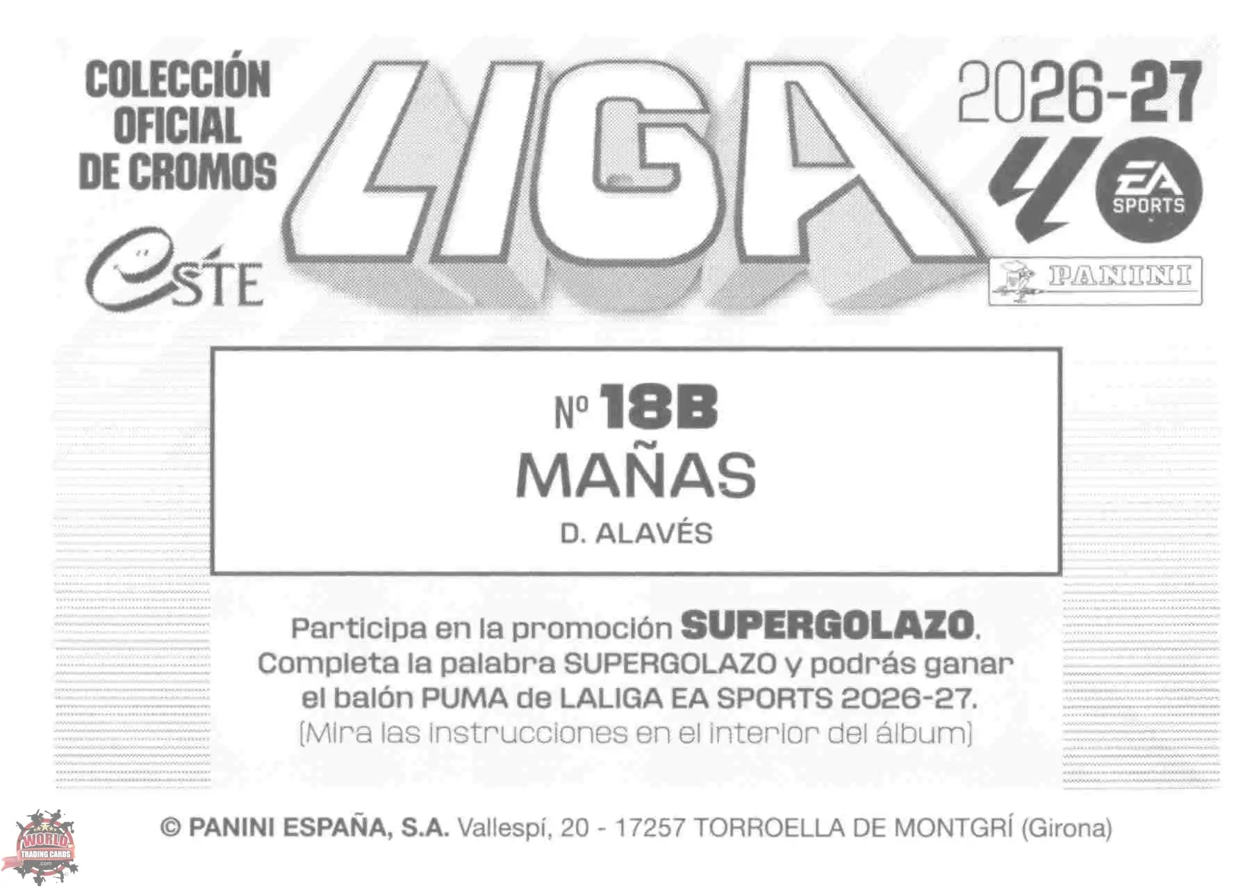 Panini | Liga Este | 2026-2027 | Deportivo Alavés | Basico | #18B | Mañas