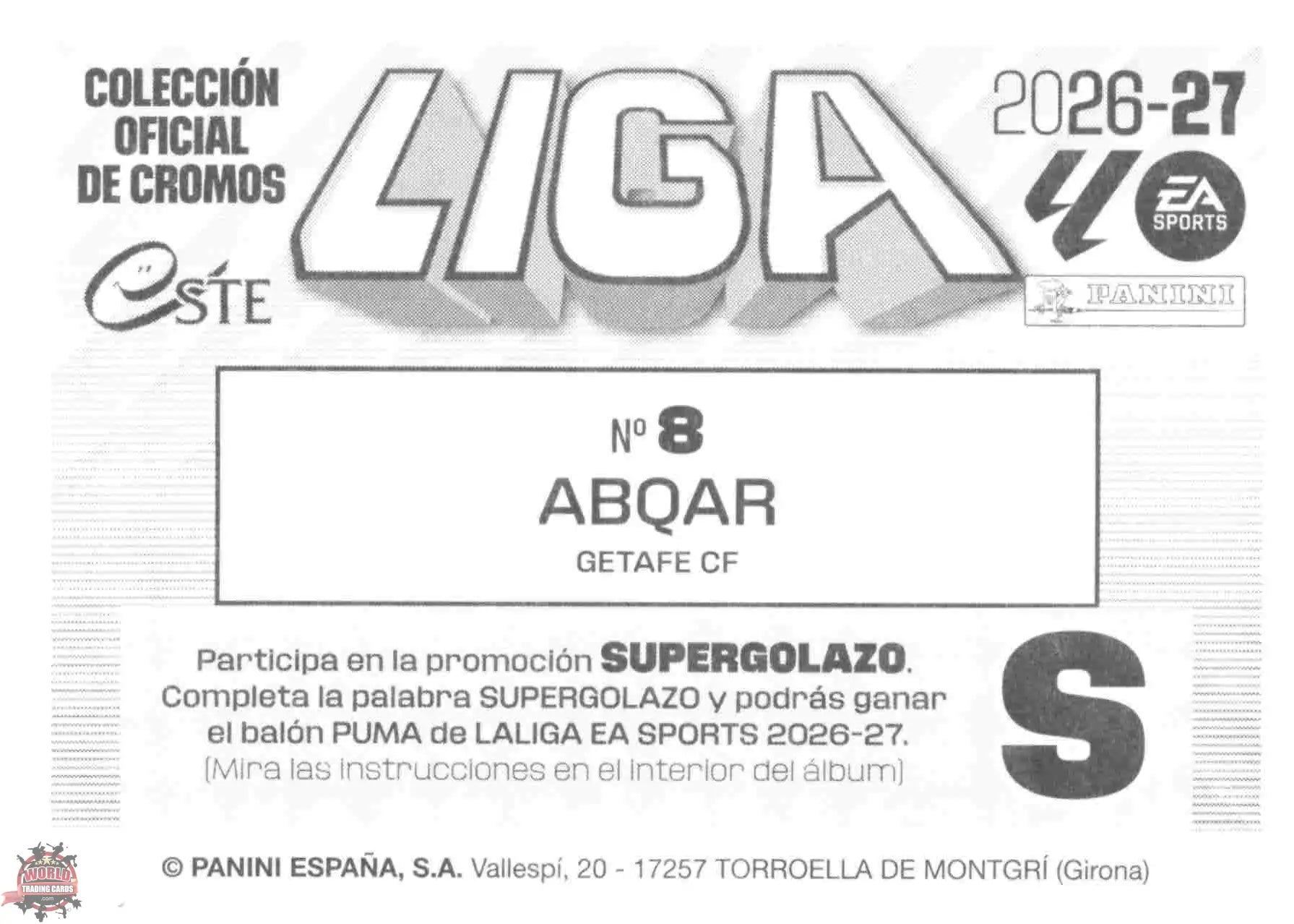 Panini | Liga Este | 2026-2027 | Getafe CF | Basico | #08 | Abqar