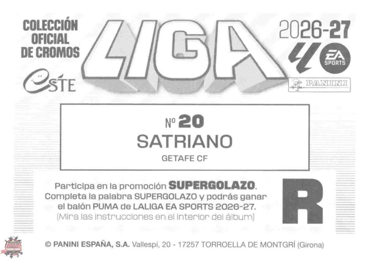 Panini | Liga Este | 2026-2027 | Getafe CF | Basico | #20 | Satriano